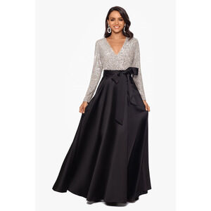 Xscape Silver and Black Evening Gown